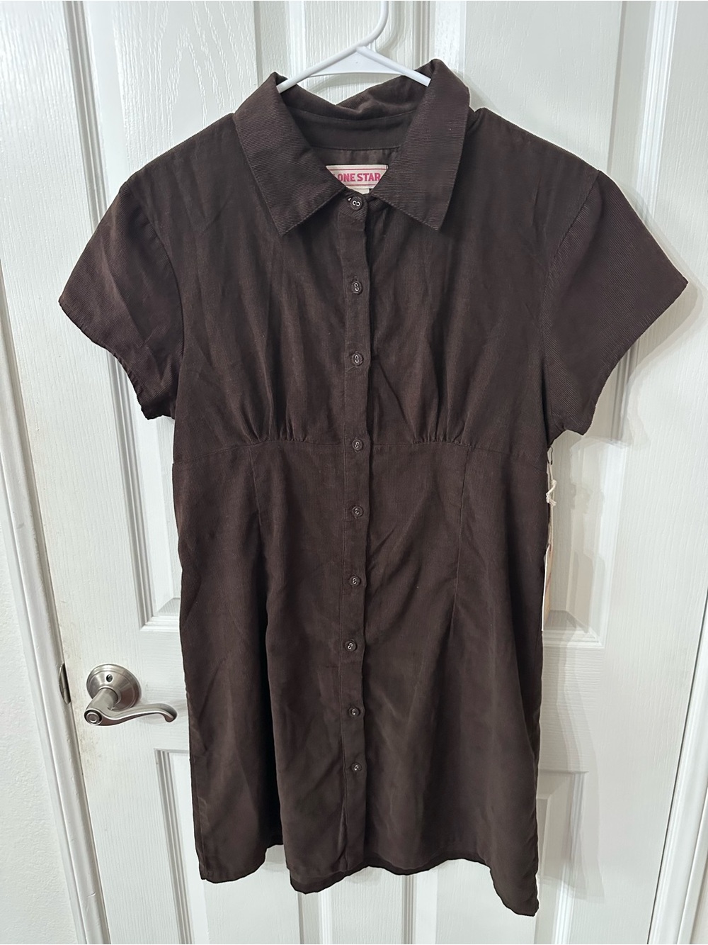 NWT Lone Star Brown Corduroy Button-Front Mini Dress - Size Large